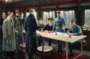 11 листопада 1918 року о 5:00 ранку в Комп’єнському лісі у Франції, в залізничному вагоні було підписано Комп’єнське перемир’я