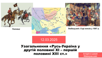 Узагальнення «Русь-Україна у другій половині XI – першій половині XIII ст.» -Історія в школі